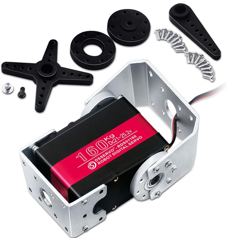 160KG Robot Servo Motor 24V High Torque Steel Gear Digital Steering Servo for RC Vehicles, Robotic Arms, Humanoids, and More – with Mount Brackets (270°) 270°