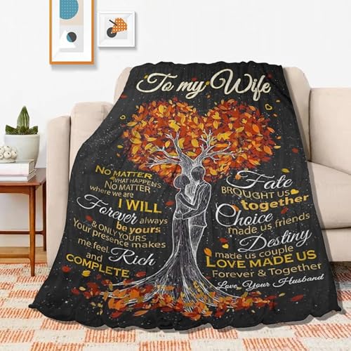to My Wife, Love Made Us Forever Blanket Ultra-Soft Warm Plush Soft Throw Gifts Lightweight Flannel Blankets for All Season Bed Couch Chair Living Room 80"x60" Large for Men Women Black5 80"x60"