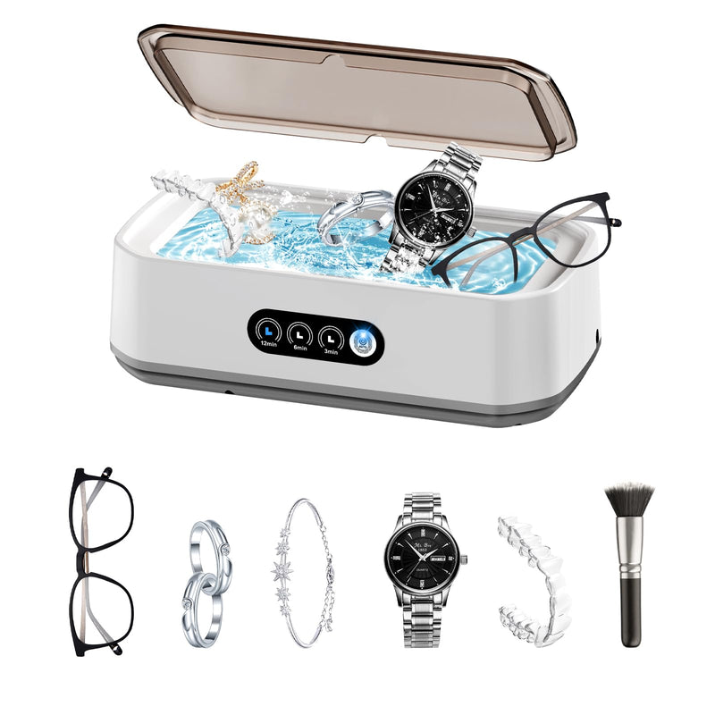 [Australia - AusPower] - Ultrasonic Jewelry Cleaner, 50kHz Professional Portable Jewelry Cleaner Ultrasonic Machine with 3 Timer Modes, 22 oz Ultrasonic Cleaner for Eyeglasses,Rings,Watch Straps,304 Stainless Steel Water Tank X81 