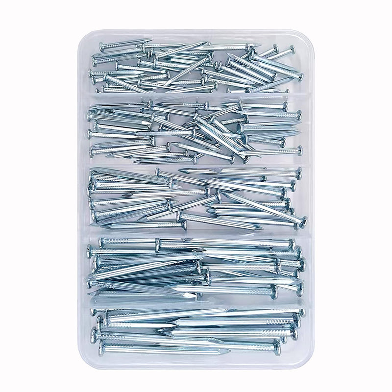 [Australia - AusPower] - 5 Sizes 120pcs Galvanized Wall Nails Assortment Kit,Up to 2-3/8inch Long Nails for Hanging Pictures,Drywall Nails, Good Hardness Picture Hanging Nails,Wall Nails,Wood Nails Assortment Kit(120pcs) 