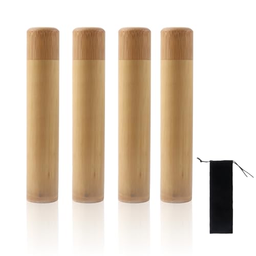 Klmnop 4 PCS Scattering Urns for Human Ashes Adult, 7.48''x 1.42'' Small Scattering Tubes with Black Velvet Bag, Biodegradable Urns for Male Women Pet(Natural) Bamboo-S