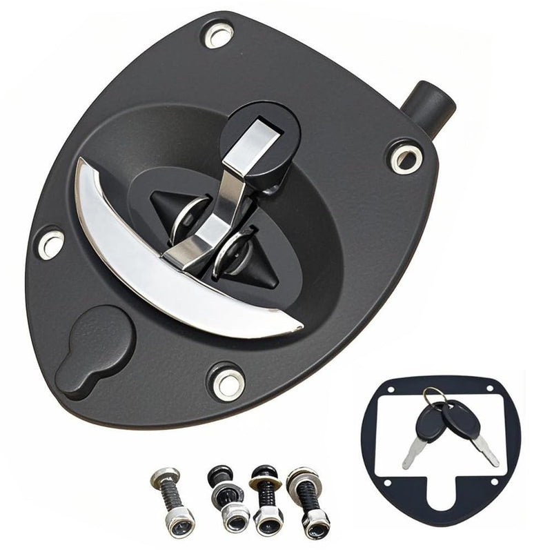 [Australia - AusPower] - Single Point Compression Latch for Underbody Truck Tool Box ， Gasket and Cylinder with Keys, Replacement Latch for Universal Toolbox Door Locks Truck Boxes Locks (Black+Silver) black+silver 