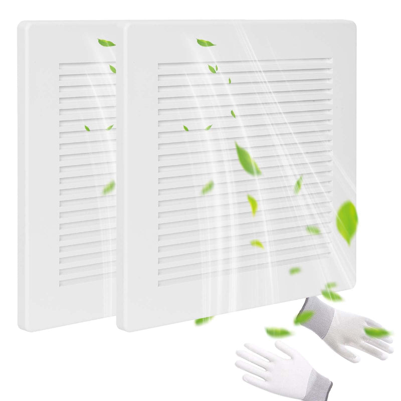 Bathroom Exhaust Fan Cover with Spring,(2 Piece 12"x 12") Grille Bathroom Fan Cover Replacements, White ABS Plastic Cover Square Ceiling or Wall-Mount Exhaust Fan,Air Diffuser cover 2P 12x12 inch