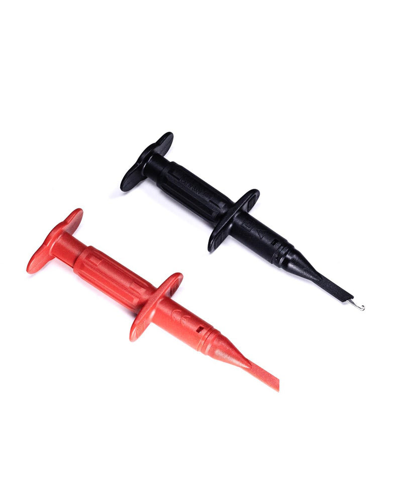 [Australia - AusPower] - Test Hook Clips Multimeter Leads for 4mm Plug Test Probe, CAT III 1000V/CAT IV 600V, 10A for Electronic Circuit Testing (1 Pair, Red Black) 