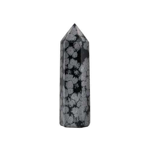 Natural Snowflake Obsidian Healing Crystal Hexagonal Pointed Prism Decor