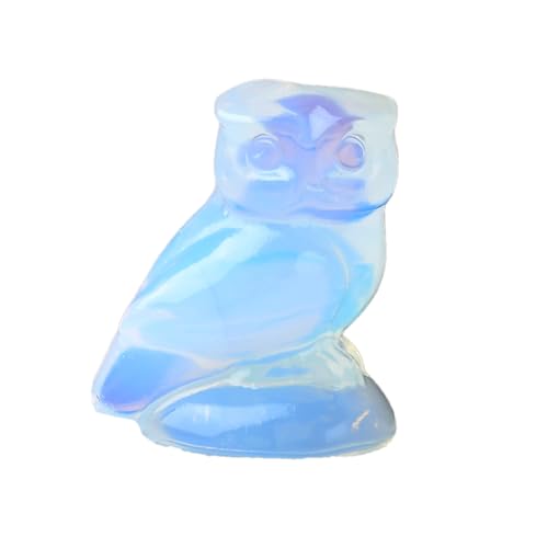 Opal Crystal Owl Figurine Hand Carved Lucky Stone Statue for Healing Home Office Decor Spiritual Gift for Women Men Opal