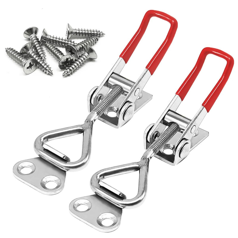 [Australia - AusPower] - 2pcs Toggle Latch Clamp 4001, 304 Stainless Steel Adjustable Latches, Quick Release Hand Tool Toggle Clamp for Smoker Lid Jig,Case Trunk,Door,220Lbs Holding Capacity, with 8pcs Screw 
