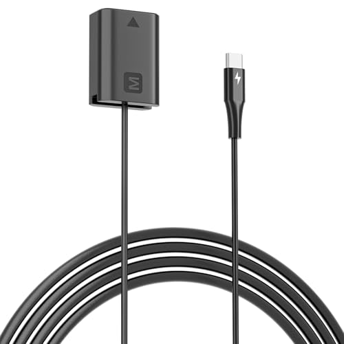 USB-C PD to NP-FW50 ZV-E10 Dummy Battery Continuous Power Adapter for Sony ZV-E10, A3000, A5000, A5100, A6000, A6100, A6300, A6400, A6500, A7, A7II, A7S, A7SII, RX10 II IV Cameras