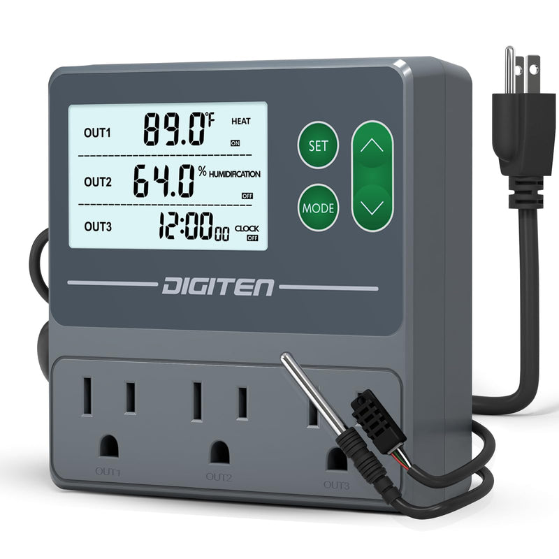 [Australia - AusPower] - Dual Probe Temperature & Humidity Controller, Independent Sensors for Precise Temperature and Humidity Control, Compatible with Humidifiers, Dehumidifiers, Heating & Cooling Systems 