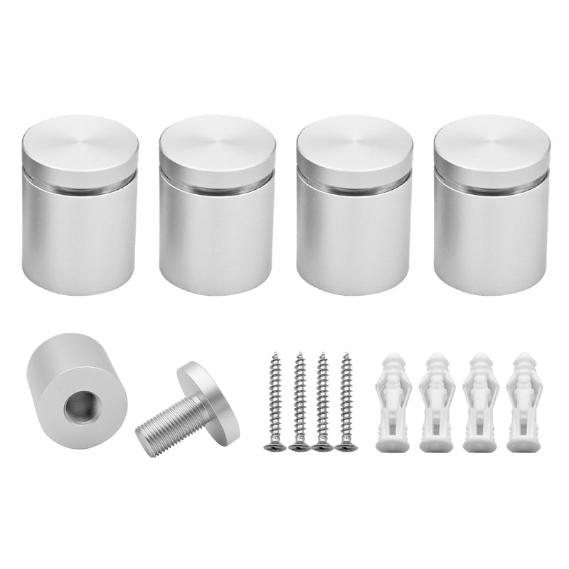 [Australia - AusPower] - Solid Aluminum sign standoffs wall mounts support advertising screws fixings bolts for acrylic signs display 4PCS 1“x 1“ inch (Satin chrome anodized color) Shading color 