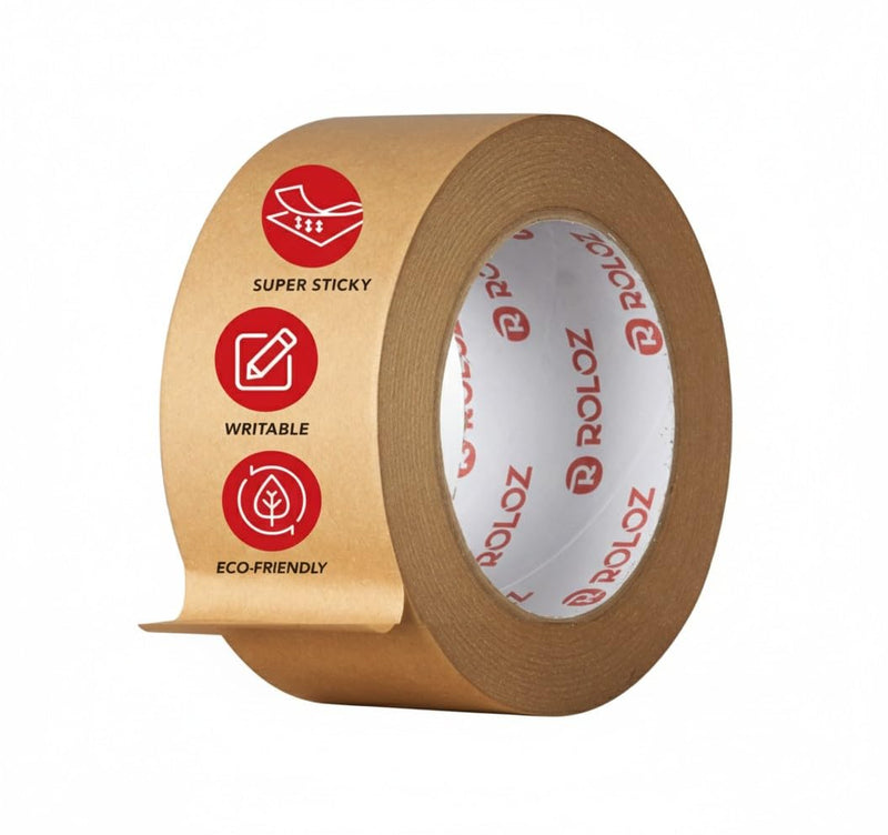 Brown Kraft Paper Packing Tape 1pk 2in x 44 yd – Strong Adhesive, Hand-Tearable, Writable Shipping Tape for Moving Boxes – Ideal for Packing, Mailing, Storage, and Shipping 1-Pack