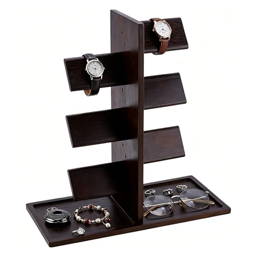PH PandaHall Wooden Watch Holder Stand Watch Display Tower Watches Display Racks Multiple Watches Organizer Tabletop Jewelry Holder for Men Women Gifts Watch Bracelets Showcase Storage