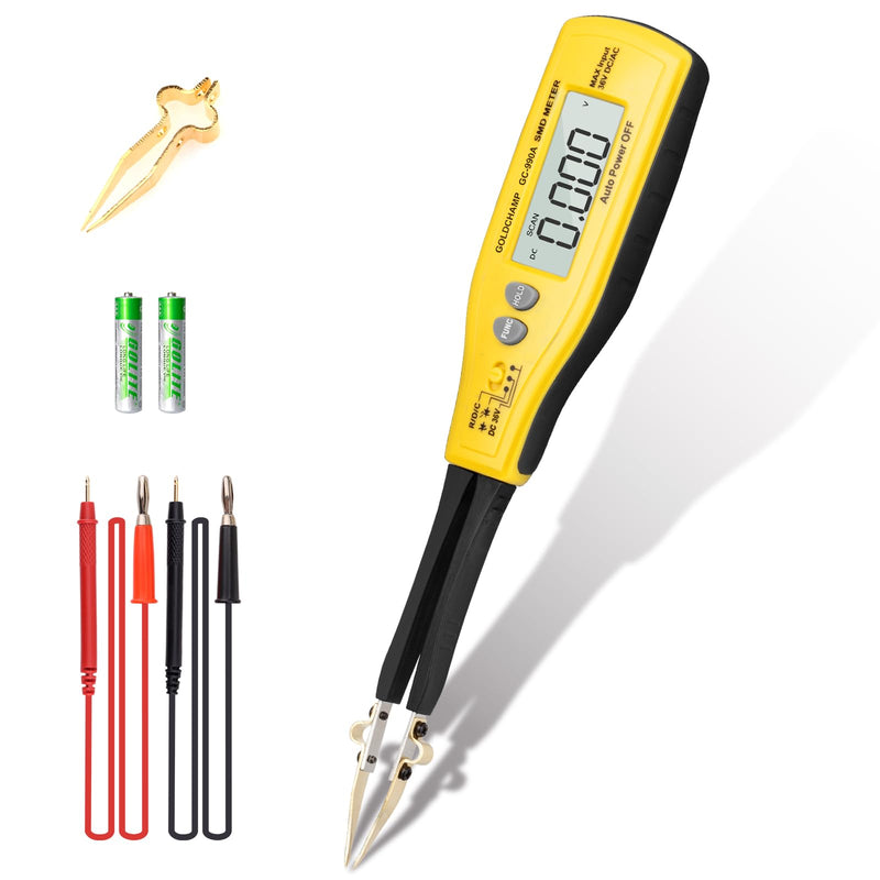 [Australia - AusPower] - 990A SMD Tweezer Meter, 3000 Count Multimeter for Resistance/Capacitance/Diode/Continuity Test with Auto-Ranging, LCD Display, LED/Semiconductor Test 
