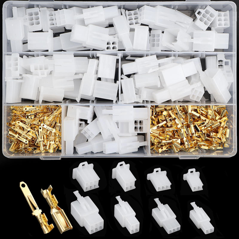 ELNLE 480 Piece Cable Connector 2 3 4 6 Pin Car Plug Set, Blade Receptacles 2.8 mm Pitch Male Female Plug Housing Pin Header Crimp, for Motorcycle, Bike, Car, Boats