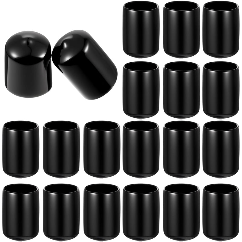[Australia - AusPower] - 20 Pcs 3/4" Rubber Caps and Plugs, Round End Cap for Metal Tubing Protective Rubber Caps Black Vinyl Cover Screw Thread Protectors Assortment Kit for Metal Tube Rod Bolt Screw 
