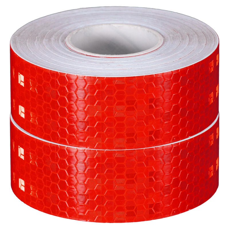 HARFINGTON 2 Rolls Reflective Tape 1" x33ft Adhesive Night Safety Warning Tapes Outdoor Bicycle Adhesive Reflector Stickers for Vehicles Trailers Trucks Bike Cars Signs, Red 1" x 33ft