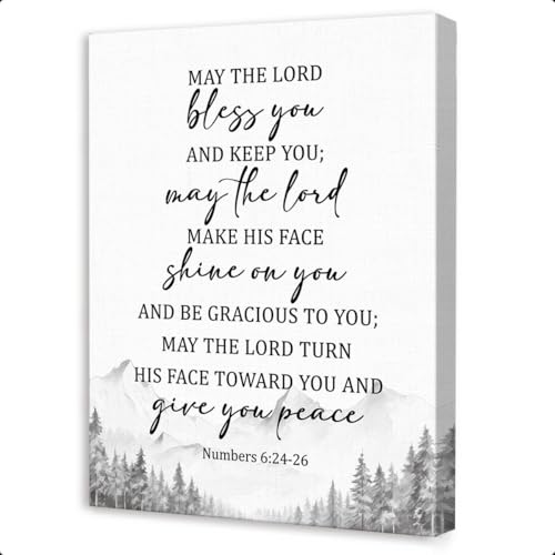 Numbers 6:24-26 May the Lord Bless You and Keep You Wall Art,Christian Canvas Wall Art,Bible Verse Wall Decor,Scripture Religious Wall Decor for Christian Home Office Living Room