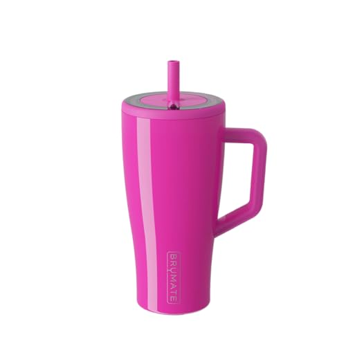 BrüMate Era 30 oz Tumbler with Handle & Straw | 100% Leakproof Insulated Water Bottle Tumbler with Lid & Flexible SoftSip Straw | Made of Stainless Steel | Cup Holder Friendly | 30oz (Vivid Magenta)