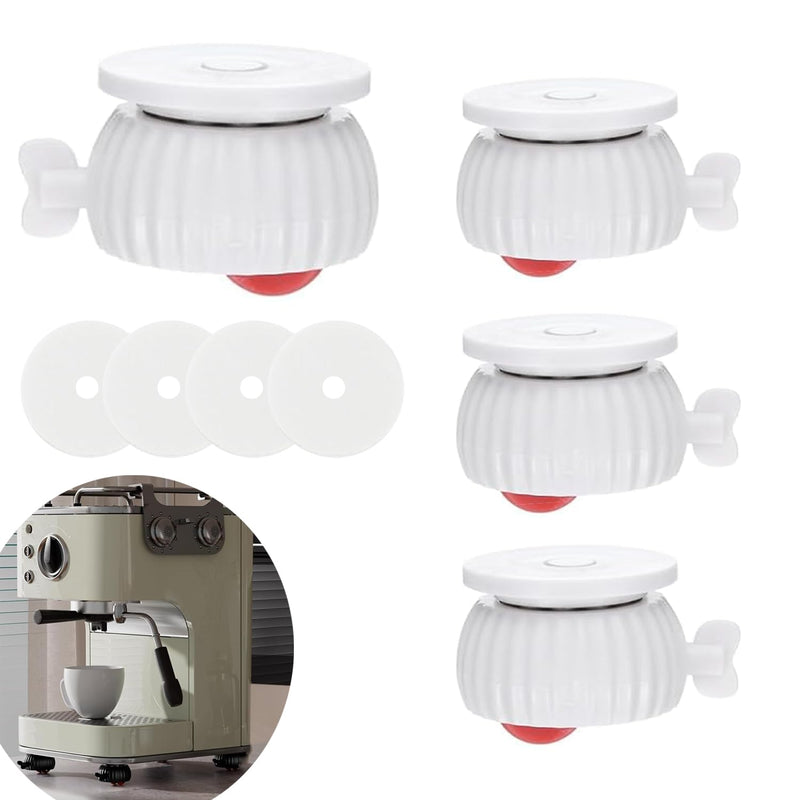 [Australia - AusPower] - 4pcs Self Adhesive Castor Wheels, 360° Universal Swivel Kitchen Appliance Casters, Mini Roller Ball Sticky Pulley Slider with Locking Brake for DIY Small Furniture Trash Can Storage Box Tin Red wheel with brakes 4x White 