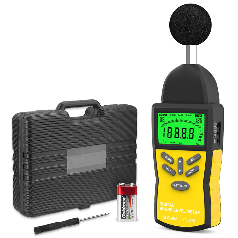 [Australia - AusPower] - Decibel Meter, 30-130 dB Digital Sound Level Meter with A/C Weighting, Backlight, Data Logging - Noise Detector SPL Meter for Home, Factory, Construction Sites 