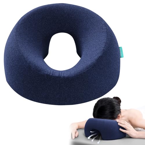 xiaomubiao Face Down Pillows for Massage Table, Massage Headrest for Bed, Face Pillow for Stomach Sleeping, BBL Pillow After Surgery Post Eye Surgery & Vitrectomy Recovery, Removable Cover, Navy Blue