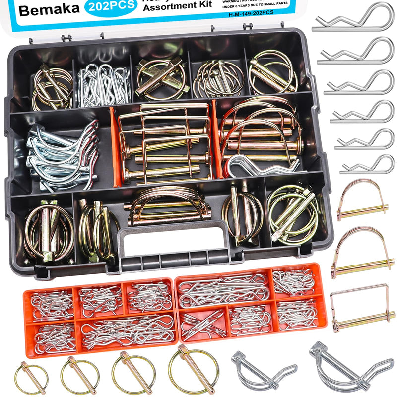 [Australia - AusPower] - 30 Sets 1/4-20 x 3/4" Furniture Screw Threaded Wood Inserts, Screw-in Nuts 1/4-20 x 19/32" Furniture Bolts Fastener Connector + 202Pcs Hitch Pins Clip Pins Assortment Kit 