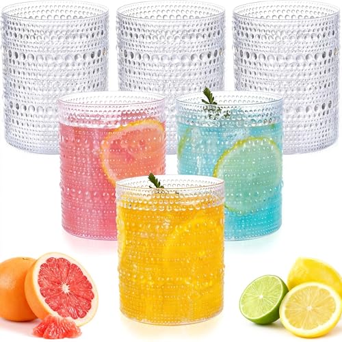 18PCS Hobnail Plastic Drinking Glasses 14 oz Beaded Cups for Party Clear 3.93 inch*3.14 inch
