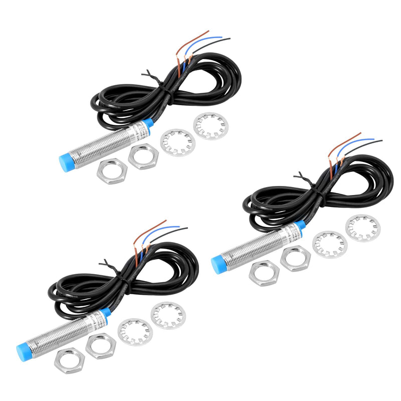 3PCS LJ12A3-4-Z/BX Inductive Proximity Sensor NPN 3-Conductor 6-36V DC, 0-4mm Detection Distance for Automation, CNC Machines, 3D Printers