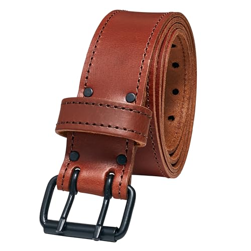 FESA men's cherry top grain leather tool belt with tool pouch, 2-inch wide, size L