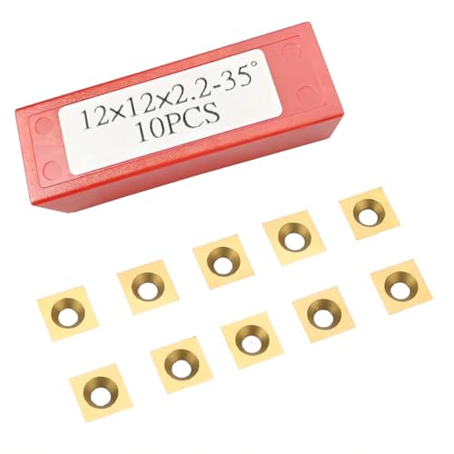 YANSYUAN 12mm titanium-coated square tungsten carbide CNC router bit inserts, 12x12x2.2mm, 35° beveled edge