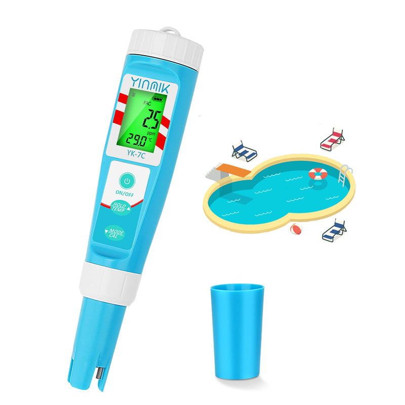 [Australia - AusPower] - pH Chlorine Meter, Digital ORP Meter, Salinity Tester for Saltwater Pool, pH PPM EC Monitor for Hydroponics, SPA 7 in 1 pH Test Kit 7 in 1 pH Meter 