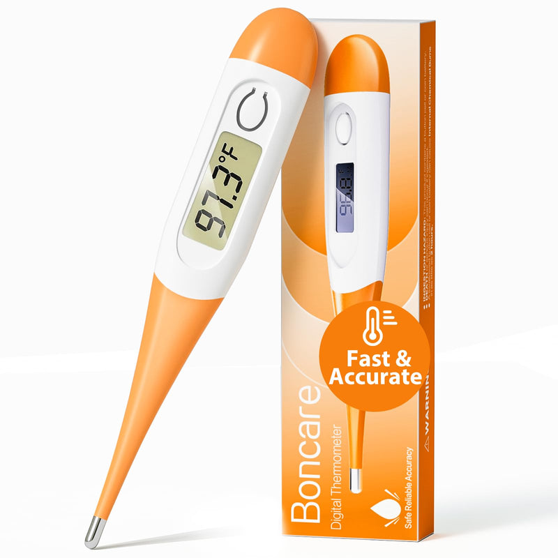 [Australia - AusPower] - Boncare 10 Seconds Digital Thermometer for Adults and Kids - Accurate & Safe Rectal Thermometer for Baby with Fever Alarm, Oral Thermometer FSA HSA Eligible (Orange) Orange 
