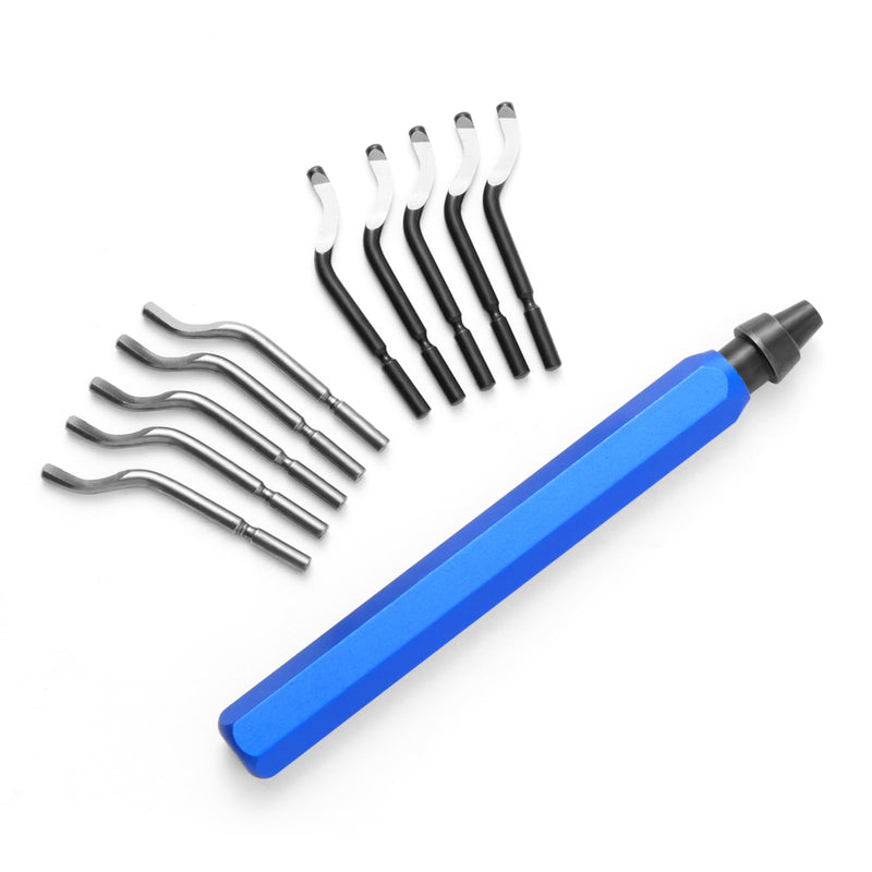 [Australia - AusPower] - 10 Piece High Speed Steel Blade Deburring Tool Set, For Metal Aluminum, Copper, Resin, PVC Pipe, 3D Printing, Wood Edge Treatment, High Quality Metal Handles, Deburring Manual Chamfering, Reamer Tools 