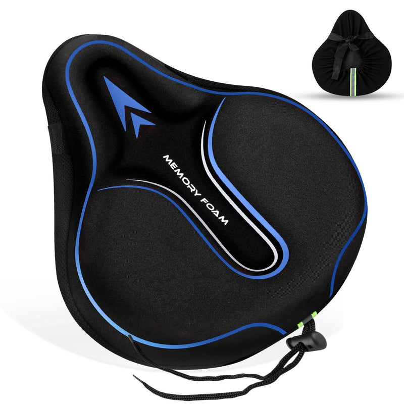 Memory Foam Bike Seat Cover Padded, Soft Bike Cushion for Men & Women, Comfortable Bike Accessories for Bike, Outdoor Indoor Cycling Blue