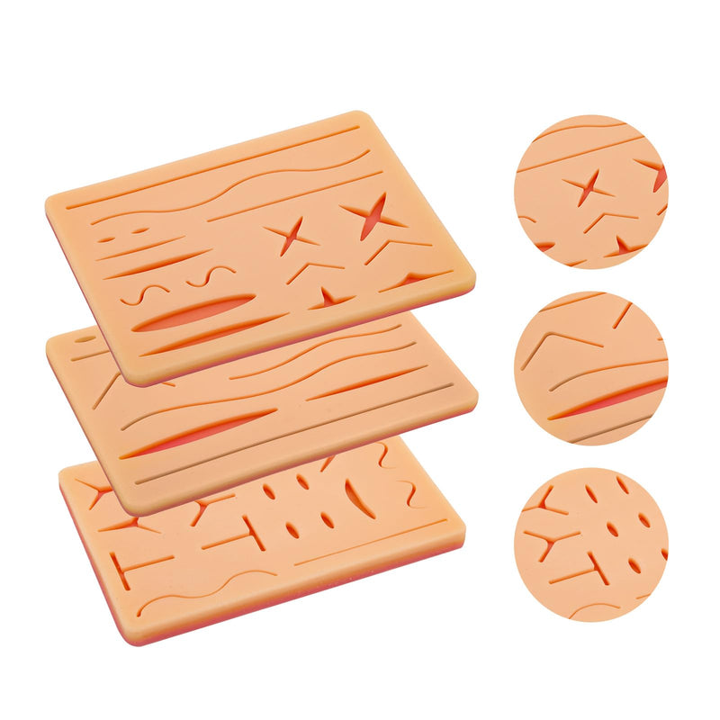 [Australia - AusPower] - Suture Practice Pad with Wounds, 3 Layer, 3-Piece Training Kit Hard to Rip, Tear or Break for Medical Students and Veterinarians 