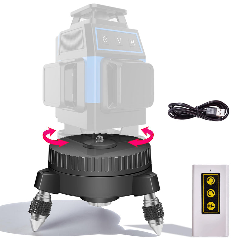 [Australia - AusPower] - Motorized Remote-Control Rotating Base for Laser Levels – 360° Rotation, Adjustable Speed, and Fine-Tuning for Precision Alignment 