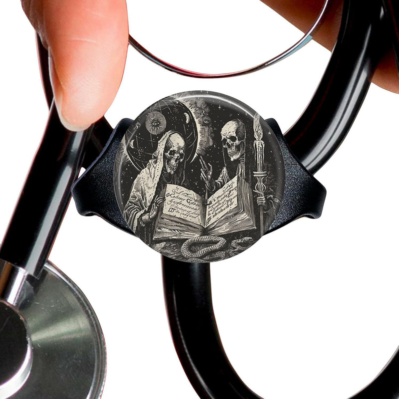 [Australia - AusPower] - Dark Skeleton StethoscopeTag Personalized,Nurse Doctor StethoscopeID Tag Customized, Medical StethoscopeName Tag,Ideal for Anyone That uses a Stethoscope, Nursing Students,etc. 