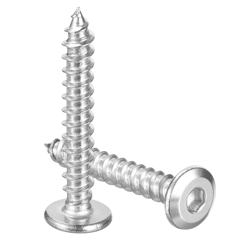 uxcell M6 x 40mm (100 Pack) Flat Round Socket Head Screws, Stainless Steel Self Tapping Screws Full Thread Hex Socket Cap Screws Bolt for Wood Furniture 100