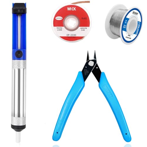 Solder Sucker Desoldering Pump, Desoldering Gun, Vacuum Pump Welding Tool with Aluminum Housing for Professional Welding, Solder Suction Vacuum Pump Solder Removal Tool, Blue