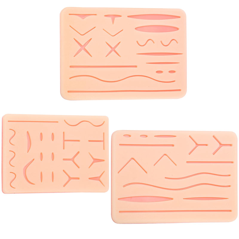 [Australia - AusPower] - ZENFUN 3 Packs Suture Practice Pad, 3 Layer Sature Pads for Medical, Silicone Suture Skin Kit with 14-19 Pre-Cut Wounds, Hard to Rip, Great Gift for Vet Students Veterinarian Nurses Training 