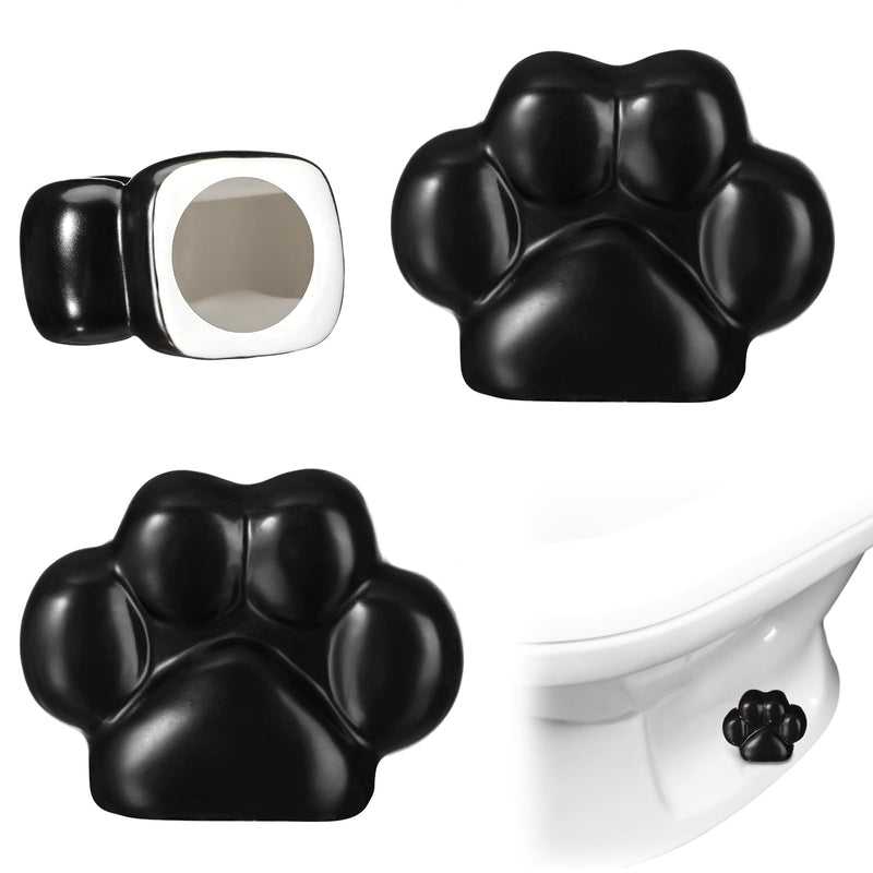 Honeydak 2 Pack Toilet Bolt Caps Decorative Paw Print Toilet Bolt Screw Covers Cute Ceramic Bathroom Decor Fun Themed Gadgets Bathroom Replacement Parts black