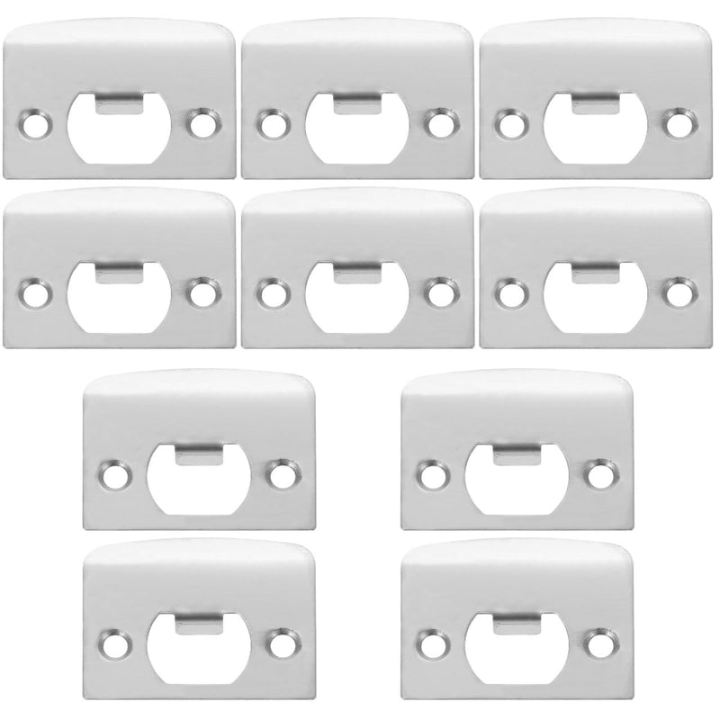 [Australia - AusPower] - DOITOOL 10PCS Door Strike Plate, Full Lip Round Corner Deadbolt Strike Plate, Sliver Stainless Steel Deadbolt Covers Door Reinforcement Kit 