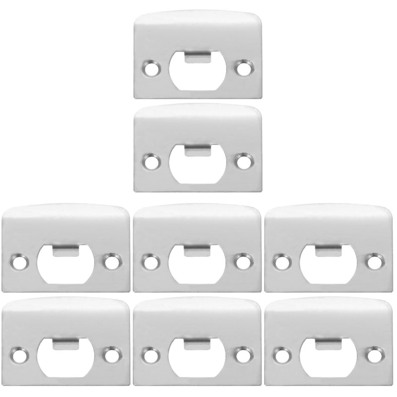 [Australia - AusPower] - DOITOOL 8PCS Door Strike Plate, Full Lip Round Corner Deadbolt Strike Plate, Sliver Stainless Steel Deadbolt Covers Door Reinforcement Kit 