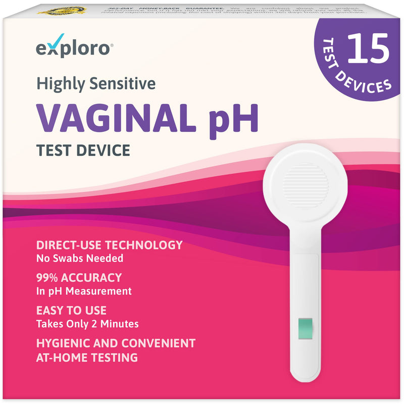 [Australia - AusPower] - Exploro Vaginal pH Balance Test, PH Balance for Women, Vaginal Health pH Test Device, Vaginal Infection Test Kit Alternative to pH Test Strips & PhD Boric Acid, (Pack of 15) Devices 