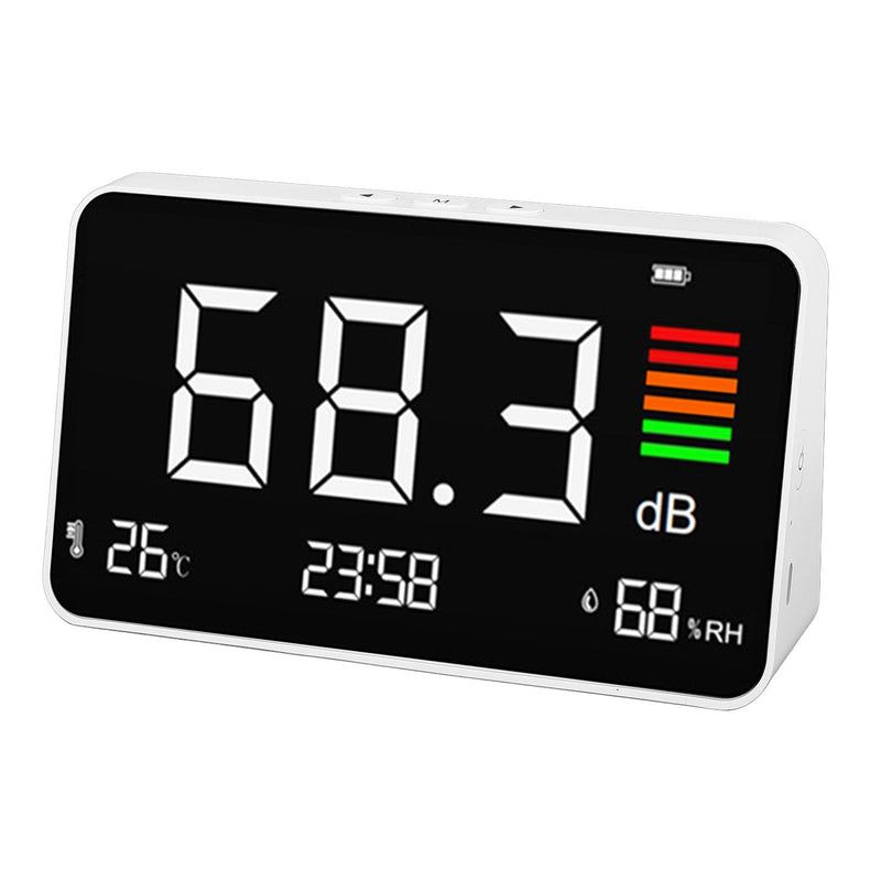 [Australia - AusPower] - Decibel Meter & Sound Level Meter w Humidity & Temp, 3 in 1 DB Meter, Decibel LCD Reader, Noise Decibel Meter, Rechargeable Battery Powered, for Classroom, Office 
