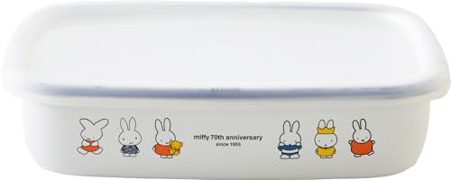 Fuji Hollow MF70-M Miffy 70th Anniversary shallow square food container by FUJIHORO, medium size, suitable for storing snacks or ingredients.