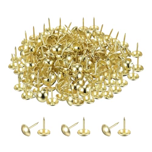 MECCANIXITY 3/4-inch round gold metal upholstery tacks for furniture, DIY projects, and wall decor, pack of 90