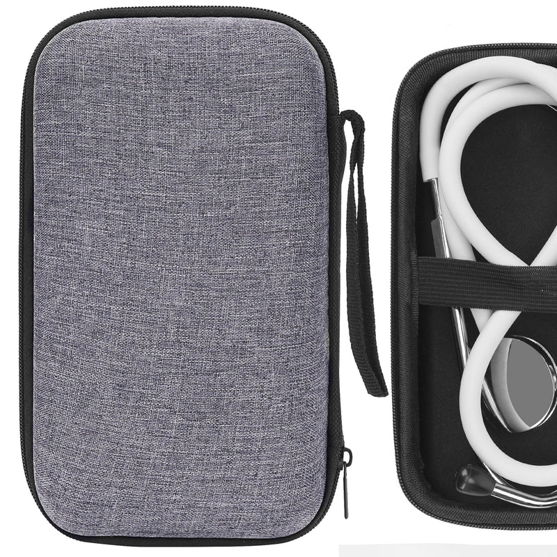[Australia - AusPower] - Gray Professional Stethoscope Case & Storage Bag, Durable EVA Medical Protective Case for Doctors, Nurses, and Home Use (Compact Design, Shock-proof, 7.48 x 3.94 inches) 