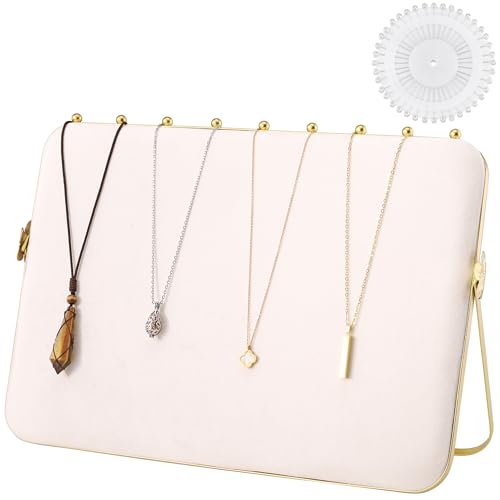 14 x 10 inches Velvet Necklace Display Stand for Selling,Necklace Organizer 1 Beige