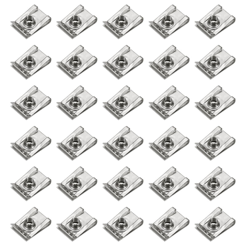 [Australia - AusPower] - PATIKIL U-Style Clip-On Nut, 30 Pack M5-0.8 Regular Extruded U-Nut U-Type Fasteners Hardware Nuts 304 Stainless Steel for Automotive Metal Cars Motorcycles, Silver 